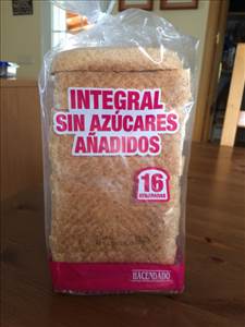 Pan molde integral sin azucar anadido 16 rebanadas hacendado